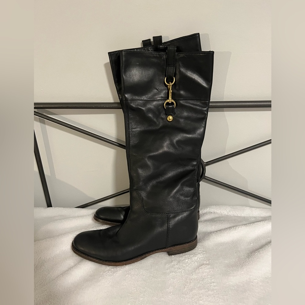 Coach black leather riding boot